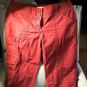 Red CAbi cropped cargo pants size 10 EUC